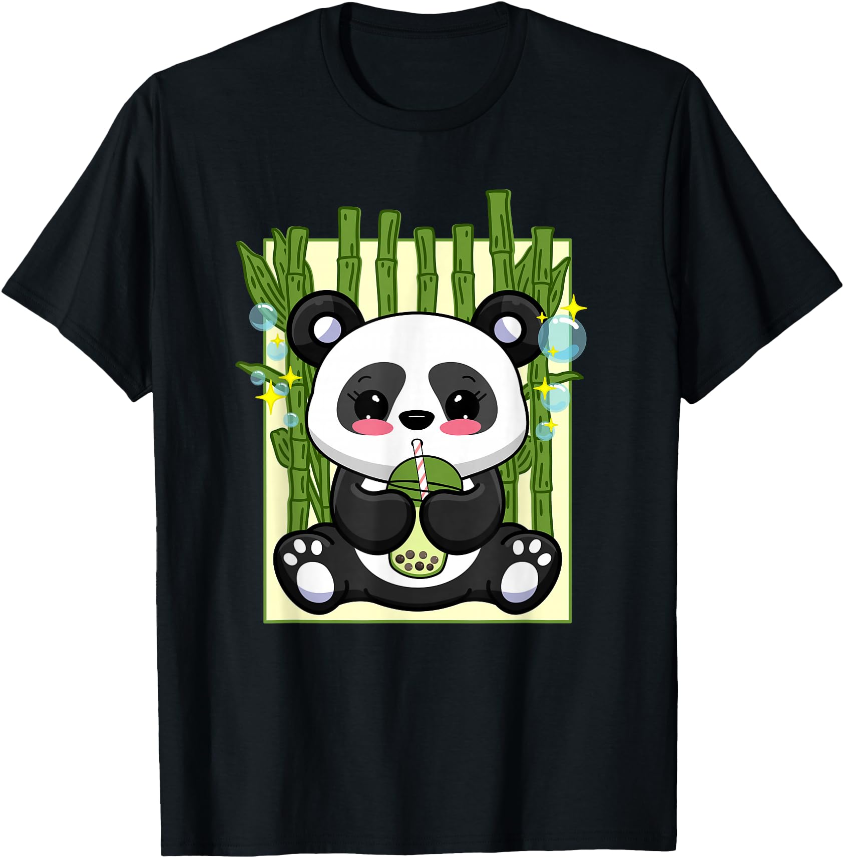 Kawaii Bubble Tea Boba Panda Japanese Hoodie - Custom Art Print Men Women - T-Shirt, Sweatshirt, Hoodie