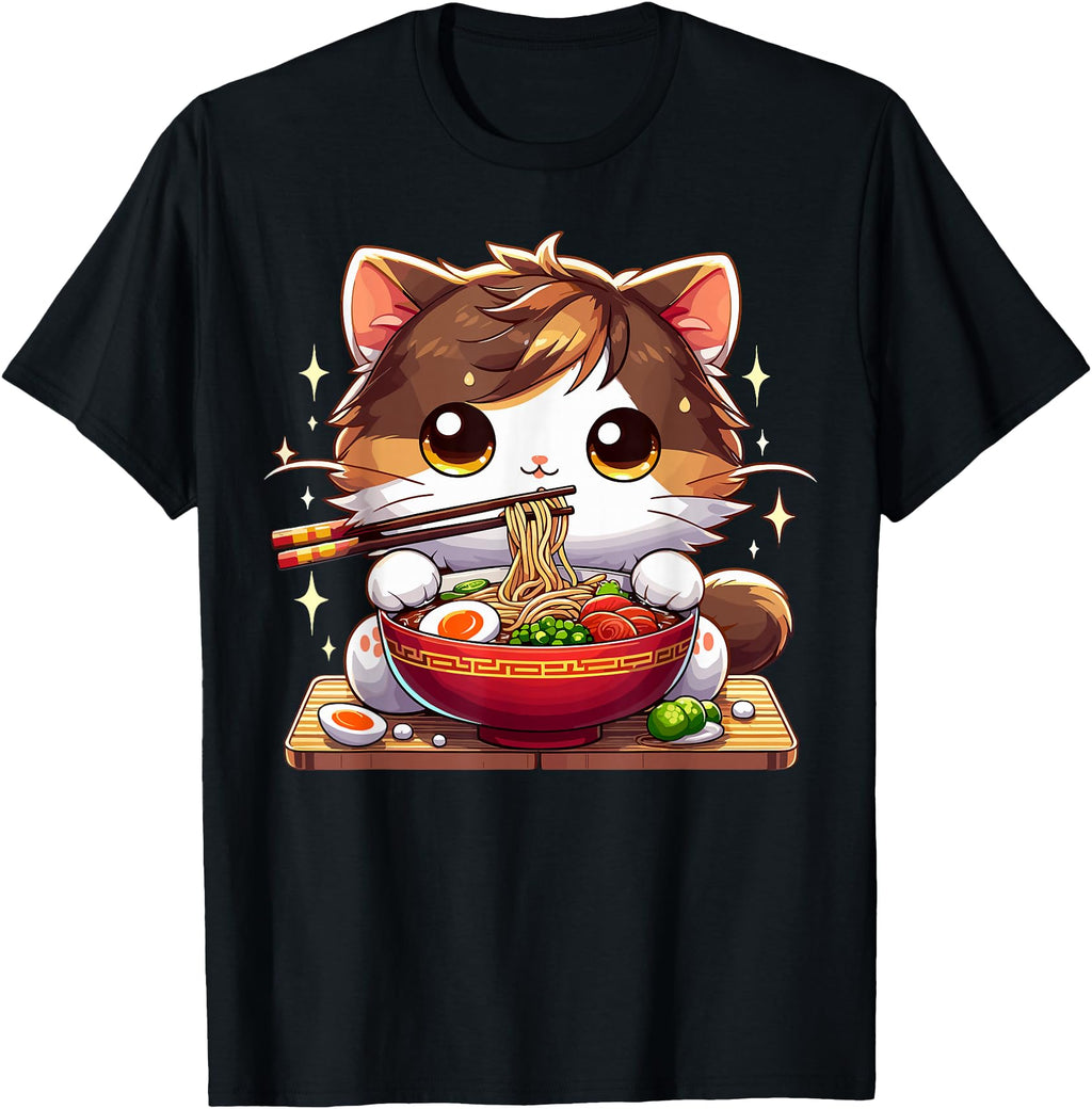 Original Kawaii Cat Eating Ramen Sweatshirt - Streetwear Style Men Women - T-Shirt, Sweatshirt, Hoodie