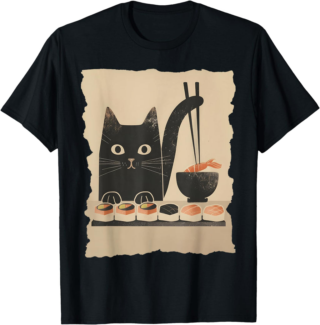 Japanese Sushi Cat Tees Kawaii Cat Hoodie - Aesthetic Graphic Men Women - T-Shirt, Sweatshirt, Hoodie