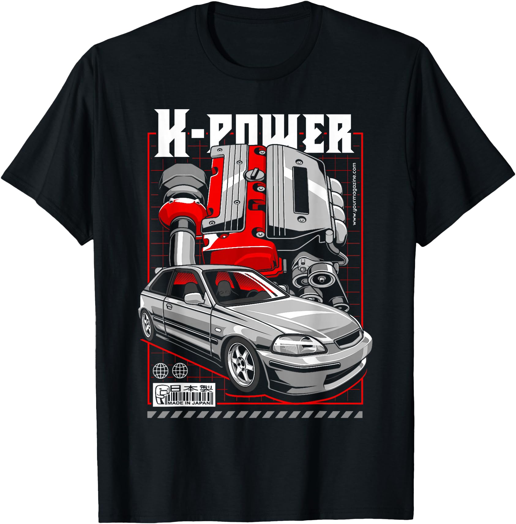 Authentic Civic Ek K Engine Type R T-Shirt - Streetwear Style Unisex - T-Shirt, Sweatshirt, Hoodie