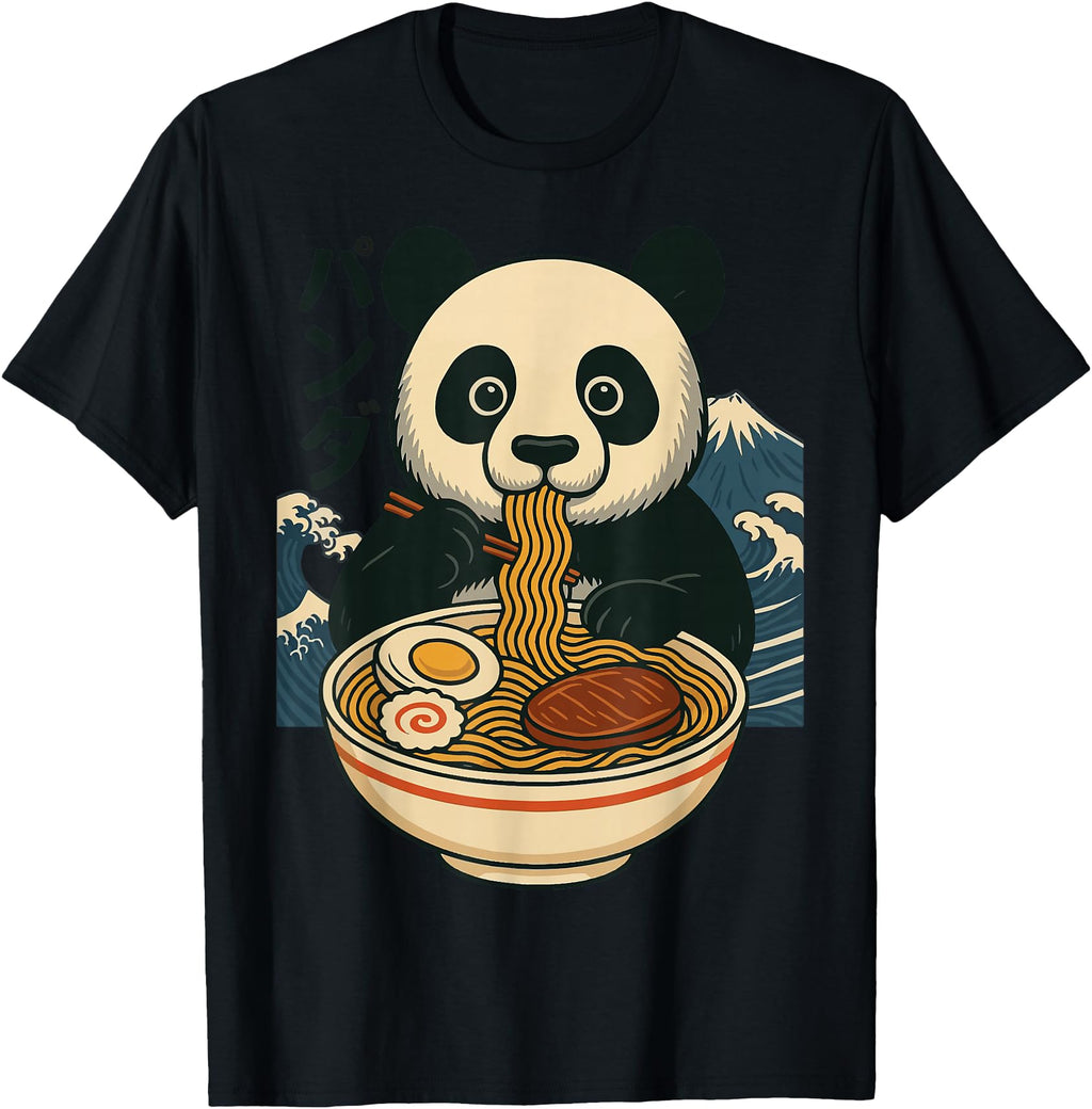 Anime Panda Eating Ramen Japanese Hoodie - Casual Everyday Wear Unisex - T-Shirt, Sweatshirt, Hoodie