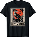 Raptor Dinosaur Japanese Art Exclusive Hoodie - Minimalist Print for Adults - T-Shirt, Sweatshirt, Hoodie