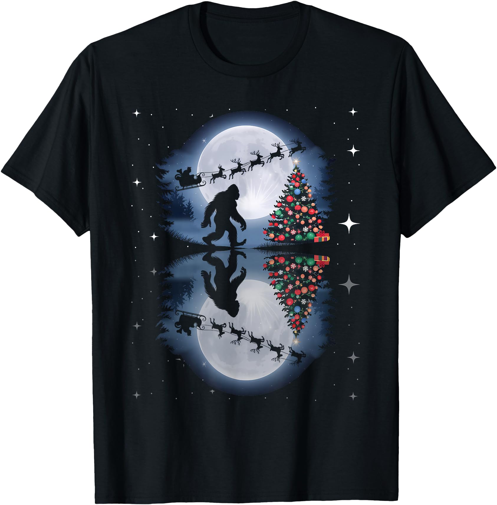 Exclusive Bigfoot Santa Sleigh Reindeer T-Shirt - Trendy Graphic Men Women - T-Shirt, Sweatshirt, Hoodie
