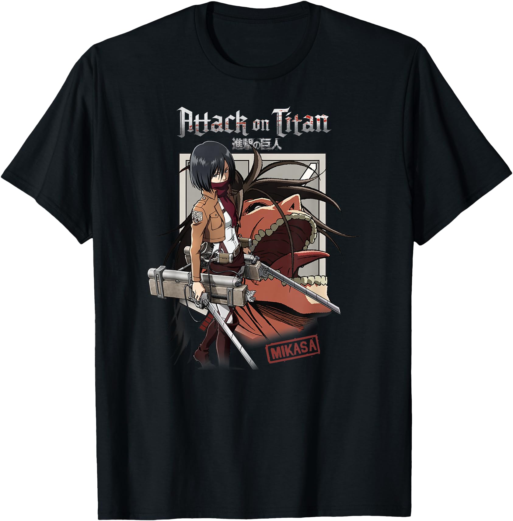 Attack Titan Mikasa Titan And Shield T-Shirt - Streetwear Style for Adults - T-Shirt, Sweatshirt, Hoodie