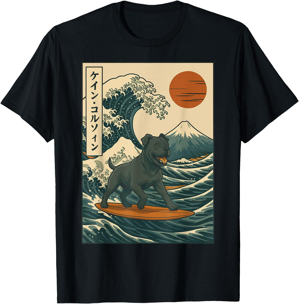 Cane Corso Surfing Japanese Wave Sweatshirt - Trendy Graphic Men Women - T-Shirt, Sweatshirt, Hoodie