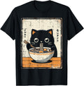 Original Japanese Black Cat Ramen Sweatshirt - Novelty Apparel for Adults - T-Shirt, Sweatshirt, Hoodie