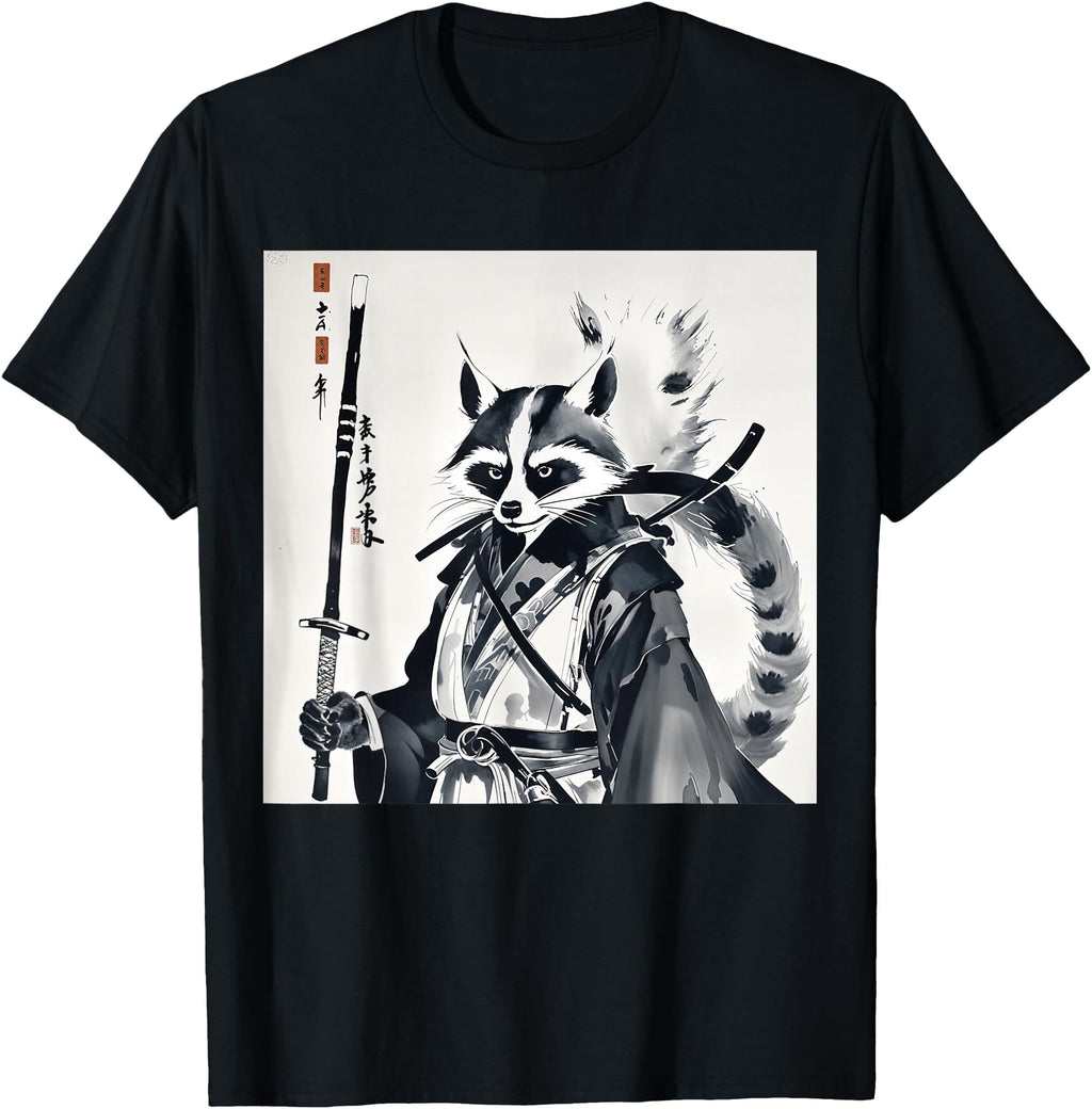 Exclusive Samurai Raccoon Warrior T-Shirt - Aesthetic Graphic Men Women - T-Shirt, Sweatshirt, Hoodie