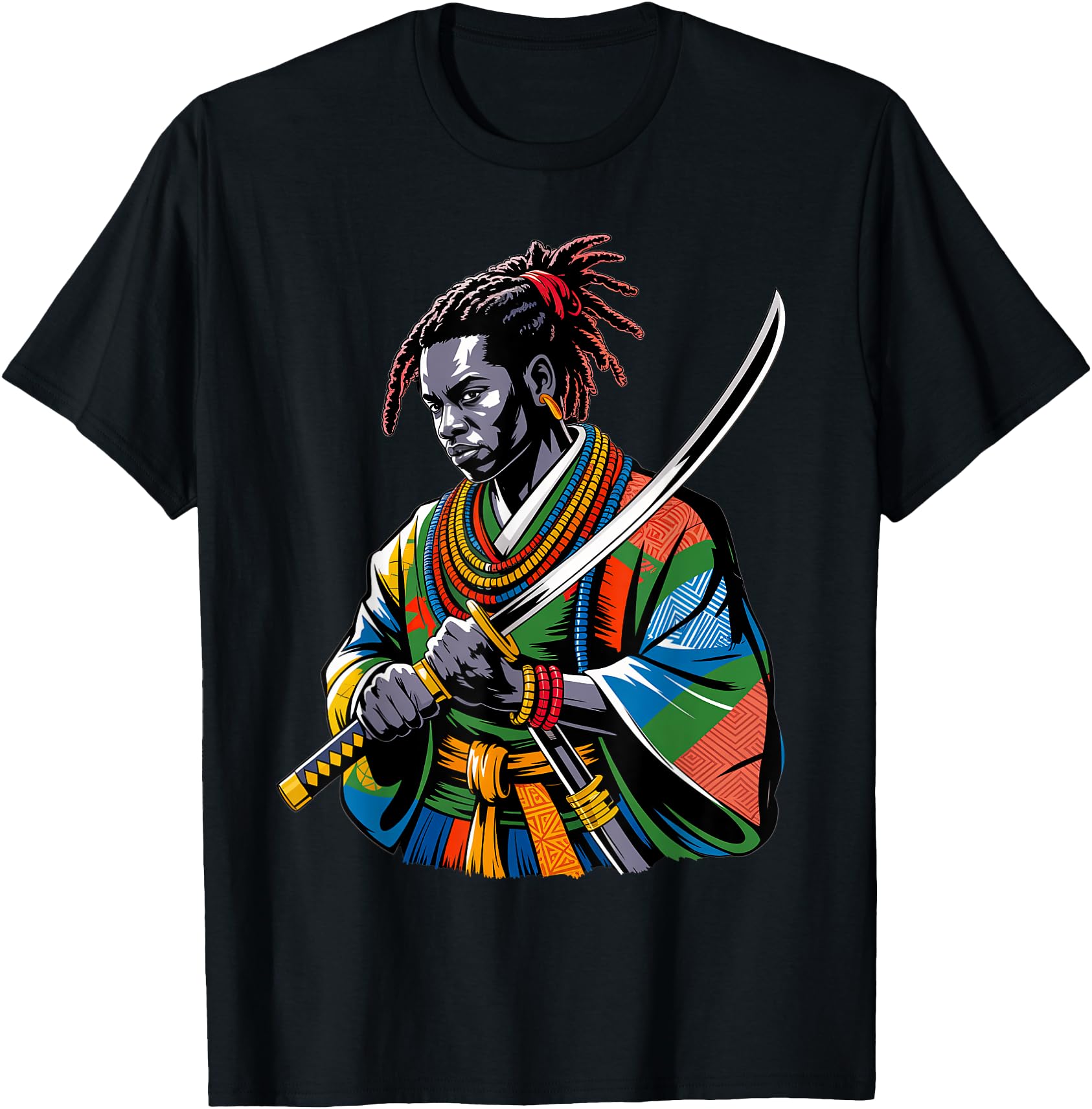 Authentic Afro American Samurai Anime Hoodie - Graphic Print Men Women - T-Shirt, Sweatshirt, Hoodie