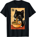 Original Black Cat Eating Ramen T-Shirt - Casual Everyday Wear Unisex - T-Shirt, Sweatshirt, Hoodie