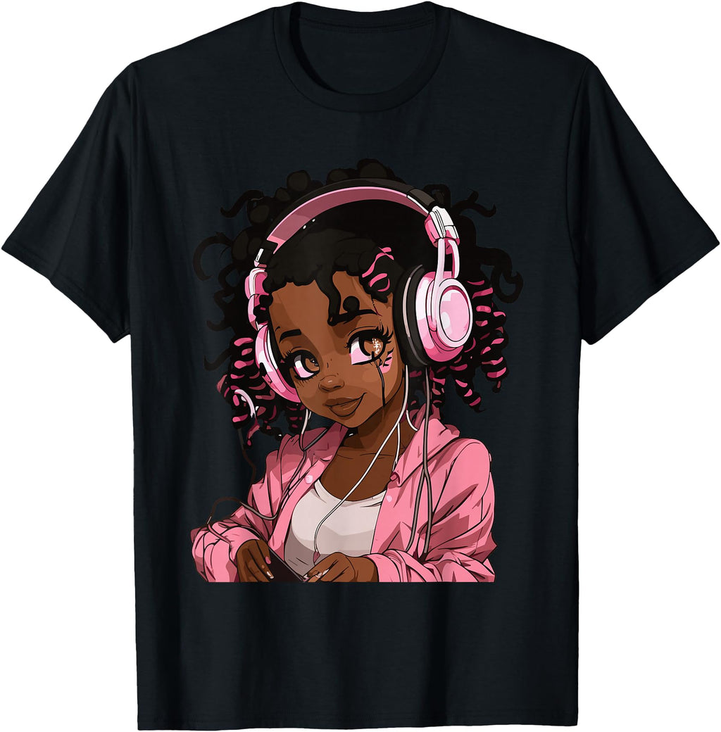 Anime And Music Black Anime Afro Sweatshirt - Custom Art Print Men Women - T-Shirt, Sweatshirt, Hoodie