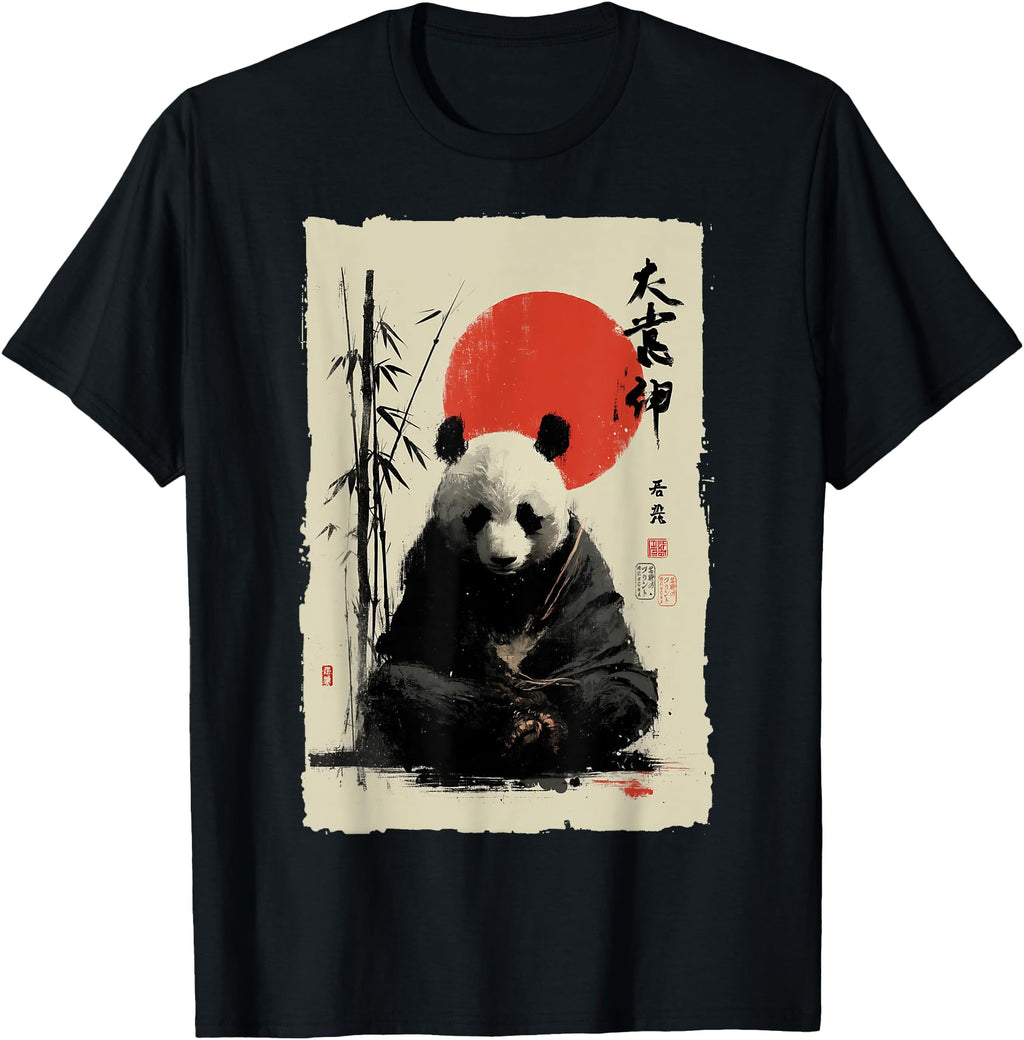 Exclusive Zen Panda Bear Japanese Sumi E Hoodie - Aesthetic Graphic Unisex - T-Shirt, Sweatshirt, Hoodie