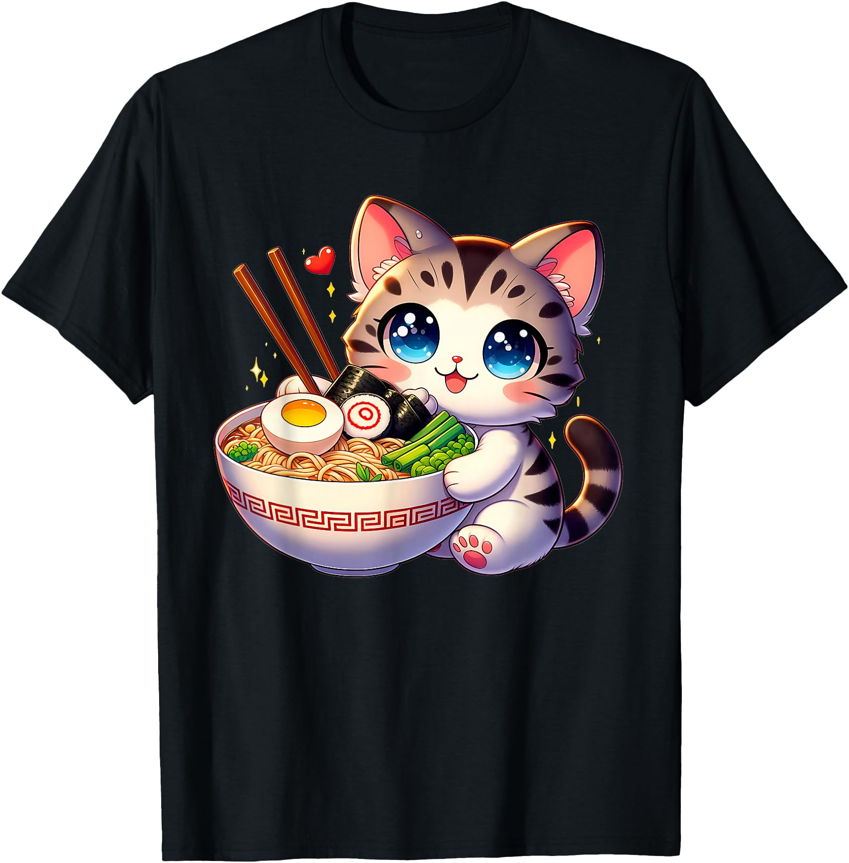 Cat Ramen Noodles Anime Kawaii Japanese Hoodie - Streetwear Style Unisex - T-Shirt, Sweatshirt, Hoodie