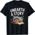 Unearth Story Reading Raccoon Artist T-Shirt - Minimalist Print Unisex - T-Shirt, Sweatshirt, Hoodie