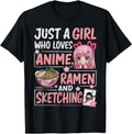 Just Who Loves Anime Ramen Sketching Japan Hoodie - Graphic Print Unisex - T-Shirt, Sweatshirt, Hoodie