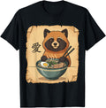 Handcrafted Ramen Raccoon Noodle Kawaii Hoodie - Minimalist Print Unisex - T-Shirt, Sweatshirt, Hoodie