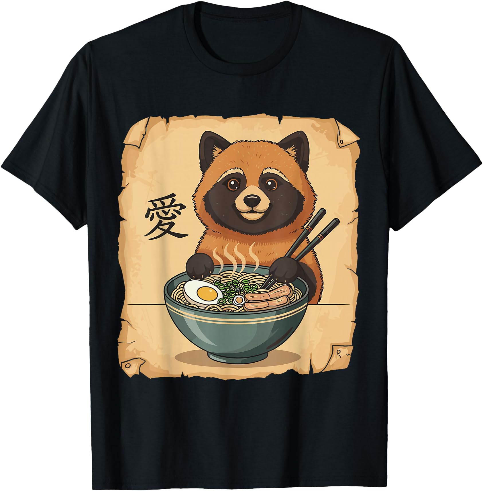 Handcrafted Ramen Raccoon Noodle Kawaii Hoodie - Minimalist Print Unisex - T-Shirt, Sweatshirt, Hoodie