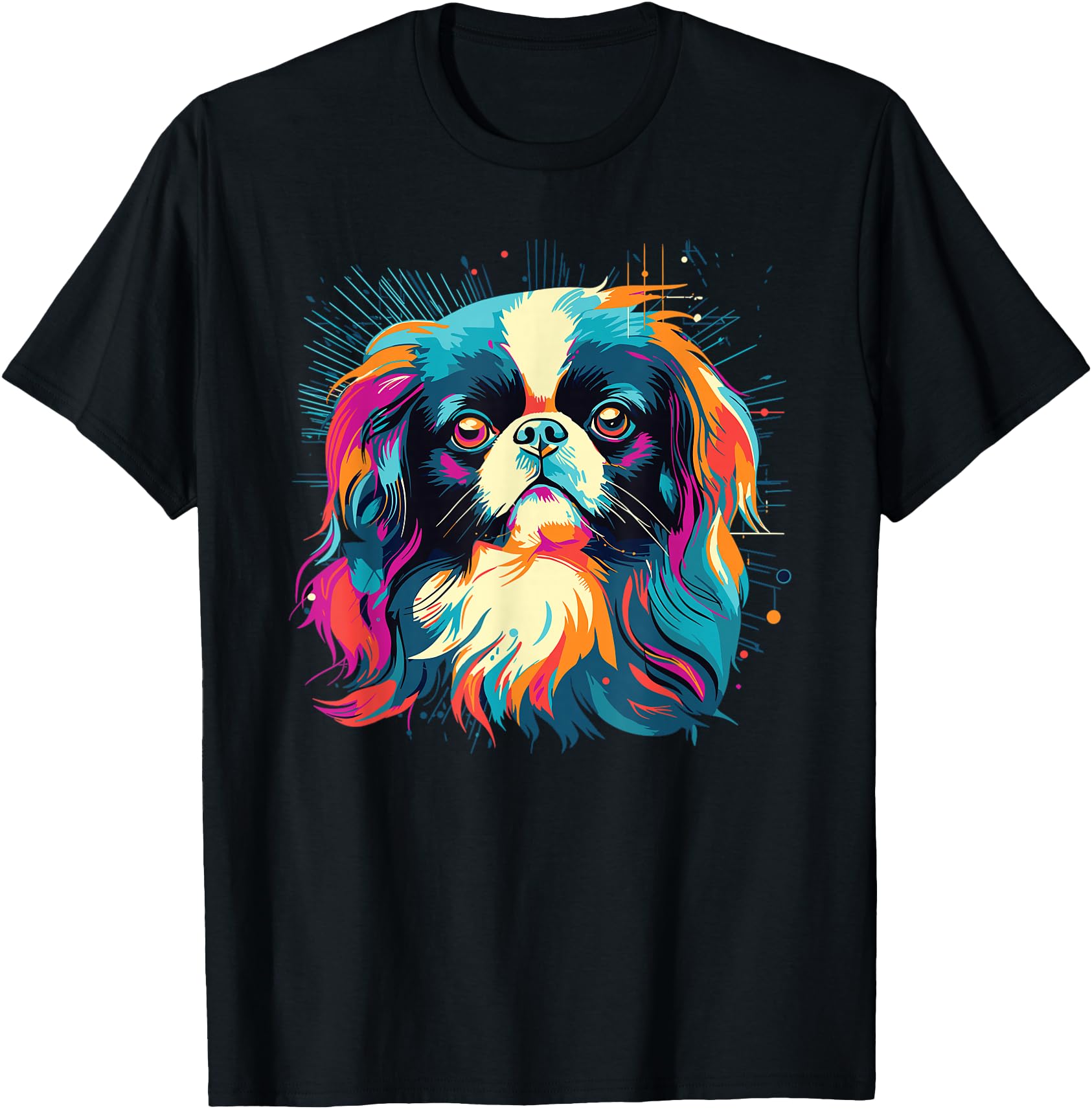 Watercolour Colourful Japanese Chin Dogs Hoodie - Custom Art Print Unisex - T-Shirt, Sweatshirt, Hoodie