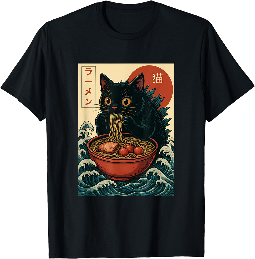 Catzilla Anime Ramen Japanese Cat Sweatshirt - Casual Everyday Wear Unisex - T-Shirt, Sweatshirt, Hoodie