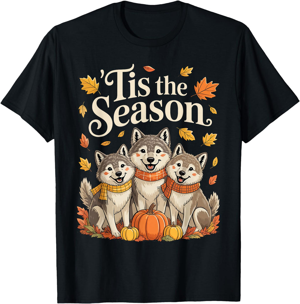 Handcrafted Tis Season Wolf Fall Autumn Sweatshirt - Trendy Graphic Unisex - T-Shirt, Sweatshirt, Hoodie