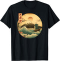 Japanese Old Ship And Mountain Fuji Hoodie - Casual Everyday Wear Unisex - T-Shirt, Sweatshirt, Hoodie