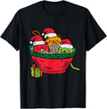 Ramen Cat Santa Anime Meow Kitty T-Shirt - Casual Everyday Wear Unisex - T-Shirt, Sweatshirt, Hoodie