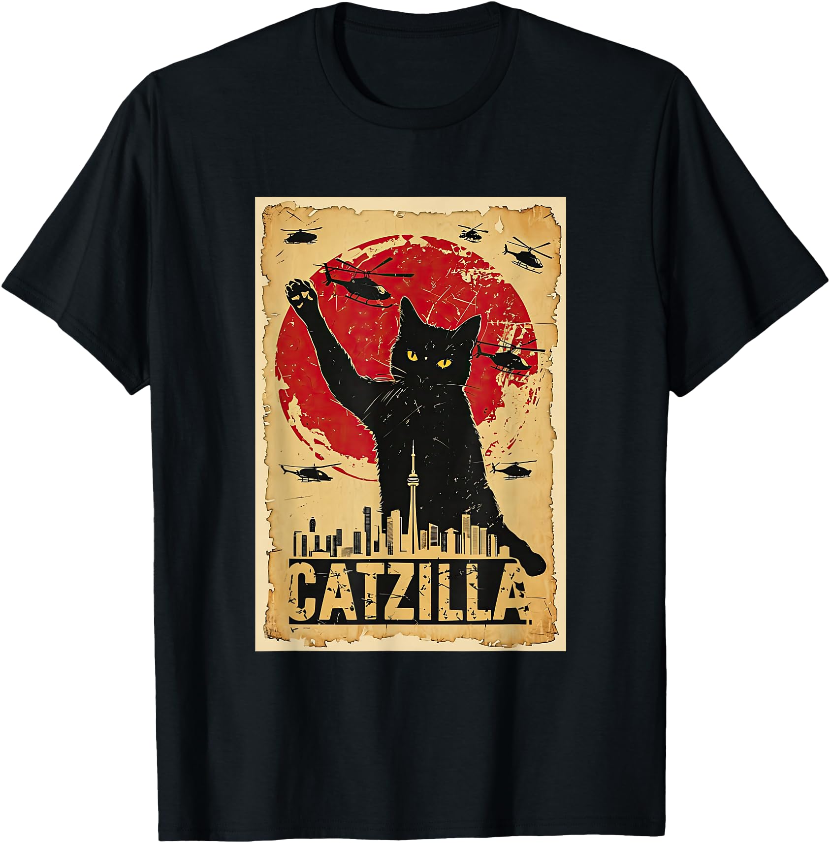 Catzilla Monster Toronto Skyline Japanese T-Shirt - Unique Graphic Unisex - T-Shirt, Sweatshirt, Hoodie