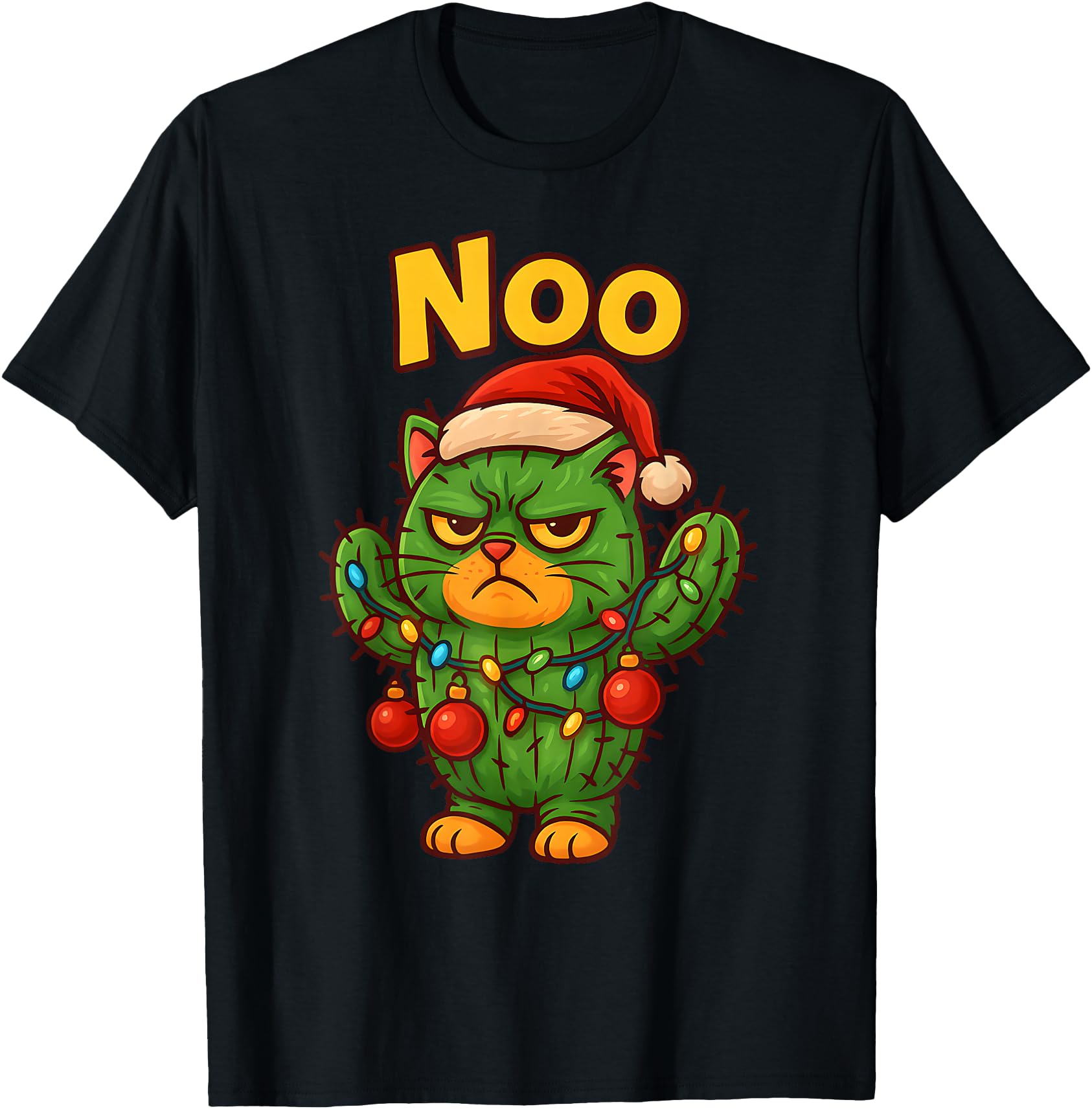 Handcrafted Noo Cat Cactus Grumpy T-Shirt - Custom Art Print Men Women - T-Shirt, Sweatshirt, Hoodie