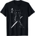 Exclusive Samurai Cat Ukiyo E Art T-Shirt - Novelty Apparel for Adults - T-Shirt, Sweatshirt, Hoodie