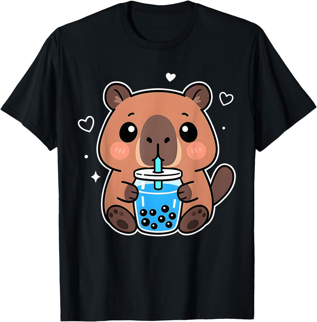 Handcrafted Kawaii Capybara Boba T-Shirt - Casual Everyday Wear Men Women - T-Shirt, Sweatshirt, Hoodie