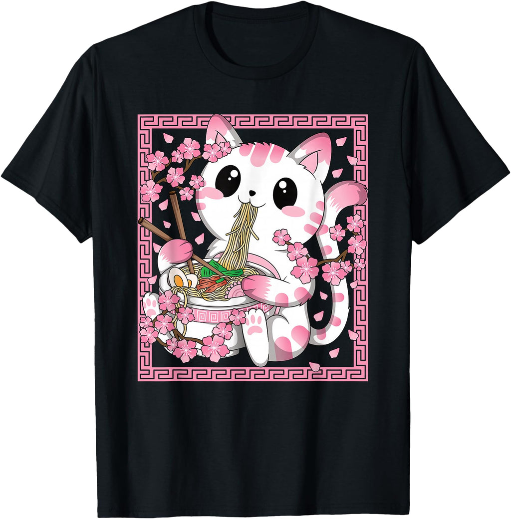 Original Kawaii Cat Ramen Anime Japanese T-Shirt - Trendy Graphic Unisex - T-Shirt, Sweatshirt, Hoodie