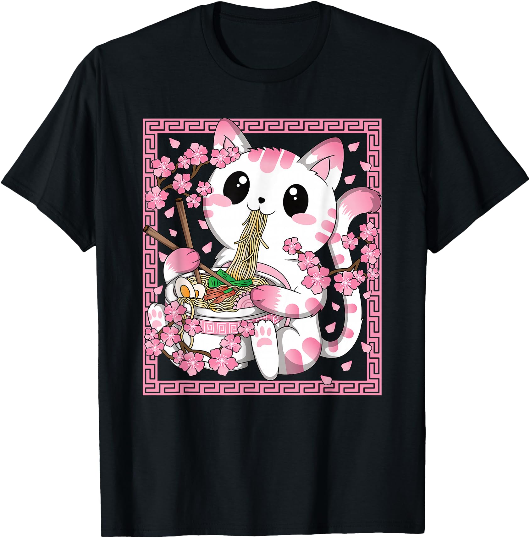 Original Kawaii Cat Ramen Anime Japanese T-Shirt - Trendy Graphic Unisex - T-Shirt, Sweatshirt, Hoodie