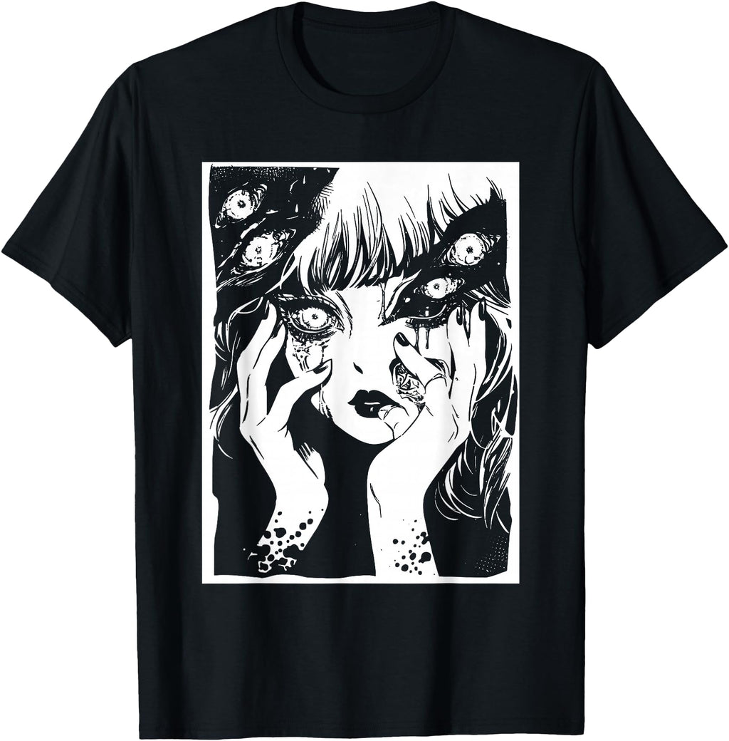 Authentic Edgy Creepy Horror Anime T-Shirt - Custom Art Print for Adults - T-Shirt, Sweatshirt, Hoodie