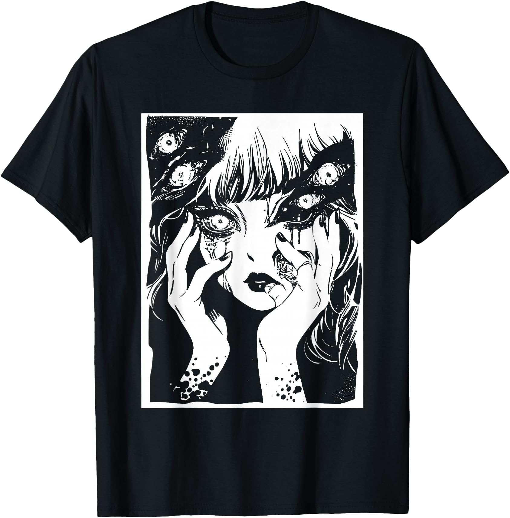 Authentic Edgy Creepy Horror Anime T-Shirt - Custom Art Print for Adults - T-Shirt, Sweatshirt, Hoodie