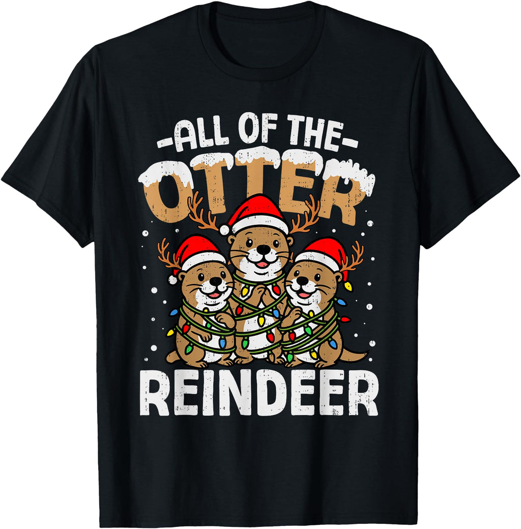 Handcrafted Otter Reindeer Santa Hoodie - Streetwear Style for Adults - T-Shirt, Sweatshirt, Hoodie