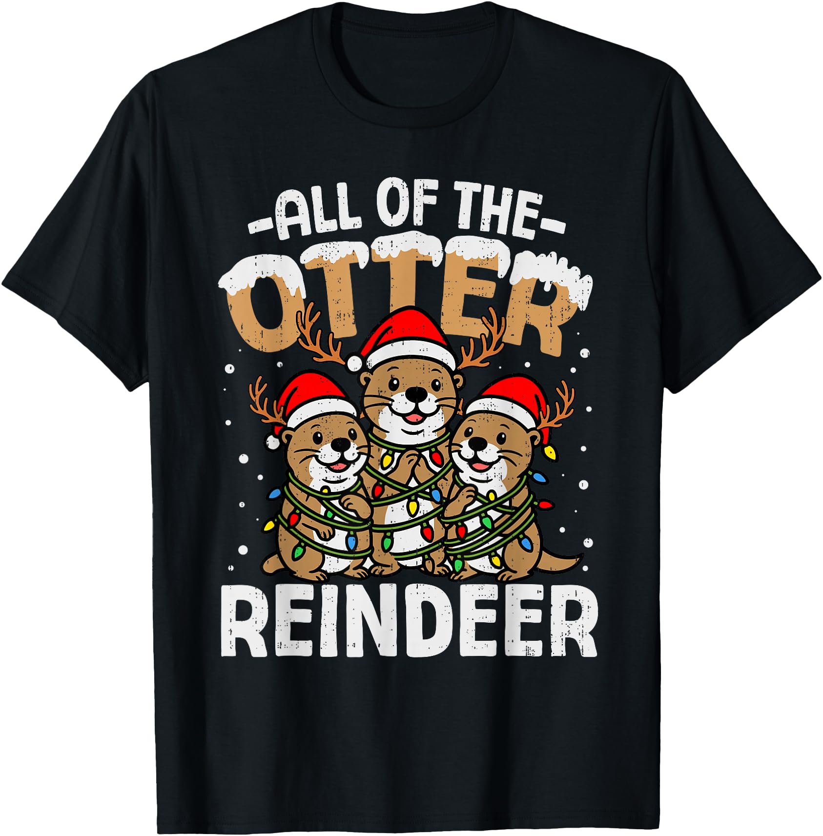 Handcrafted Otter Reindeer Santa Hoodie - Streetwear Style for Adults - T-Shirt, Sweatshirt, Hoodie