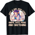 Just Who Loves Anime Cats Music And Hoodie - Minimalist Print Unisex - T-Shirt, Sweatshirt, Hoodie