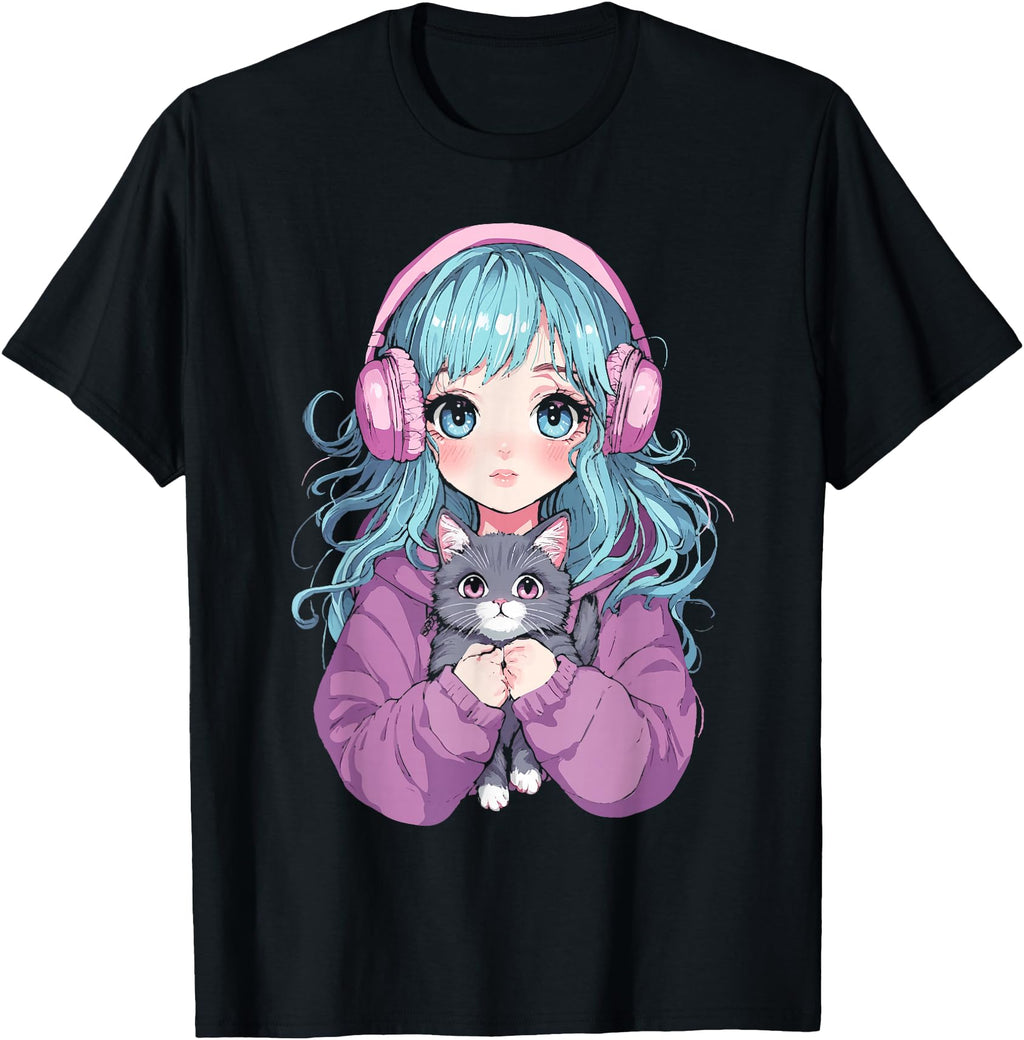 Anime Cat Japanese Kawaii Teens Artist T-Shirt - Novelty Apparel Men Women - T-Shirt, Sweatshirt, Hoodie