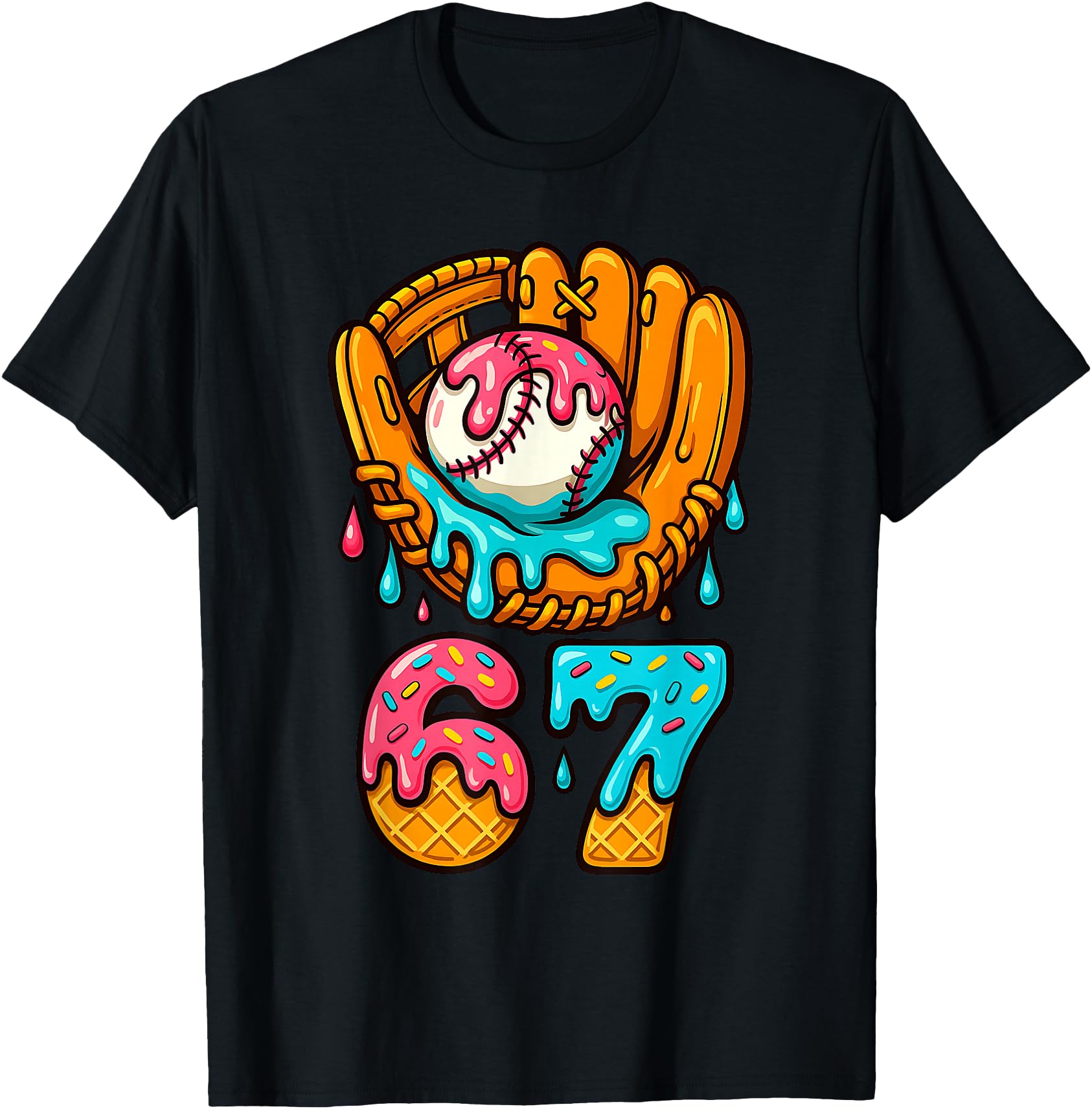 Authentic Baseball 67 Ice Cream Drip Hoodie - Novelty Apparel for Adults - T-Shirt, Sweatshirt, Hoodie