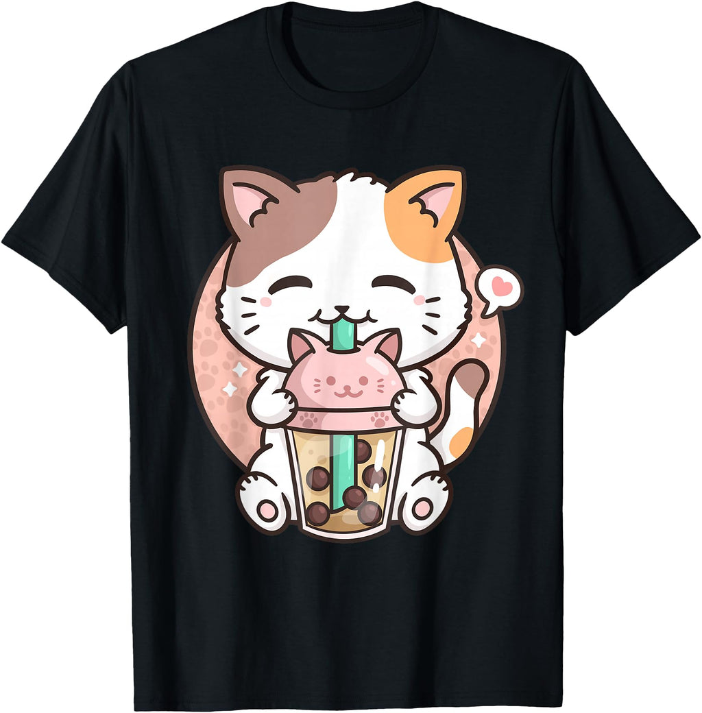 Boba Tea Cat Bubble Tea Cat Milk Tea Sweatshirt - Custom Art Print Unisex - T-Shirt, Sweatshirt, Hoodie