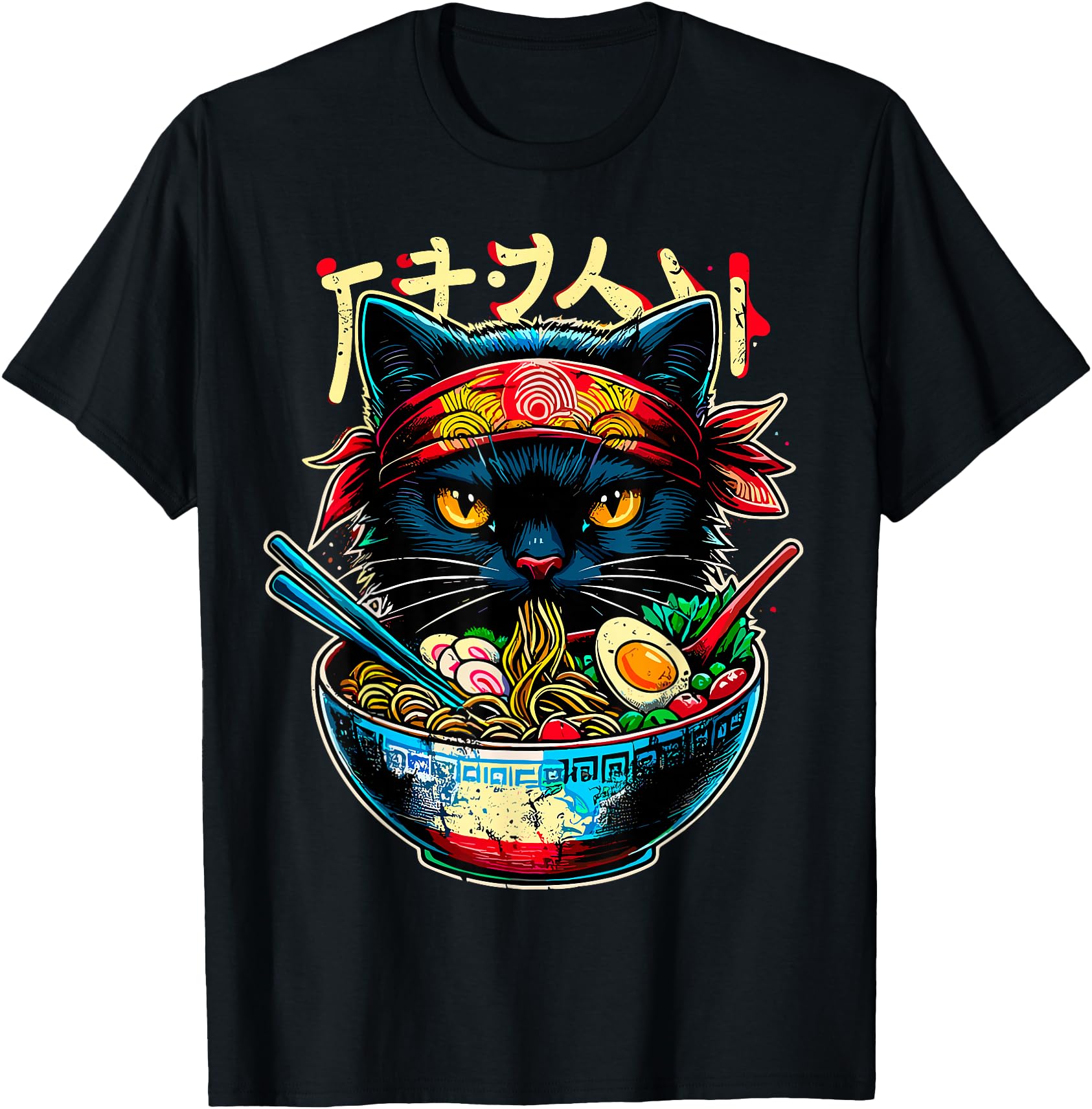Cat Ramen Noodle Japanese Anime Hoodie - Casual Everyday Wear Unisex - T-Shirt, Sweatshirt, Hoodie