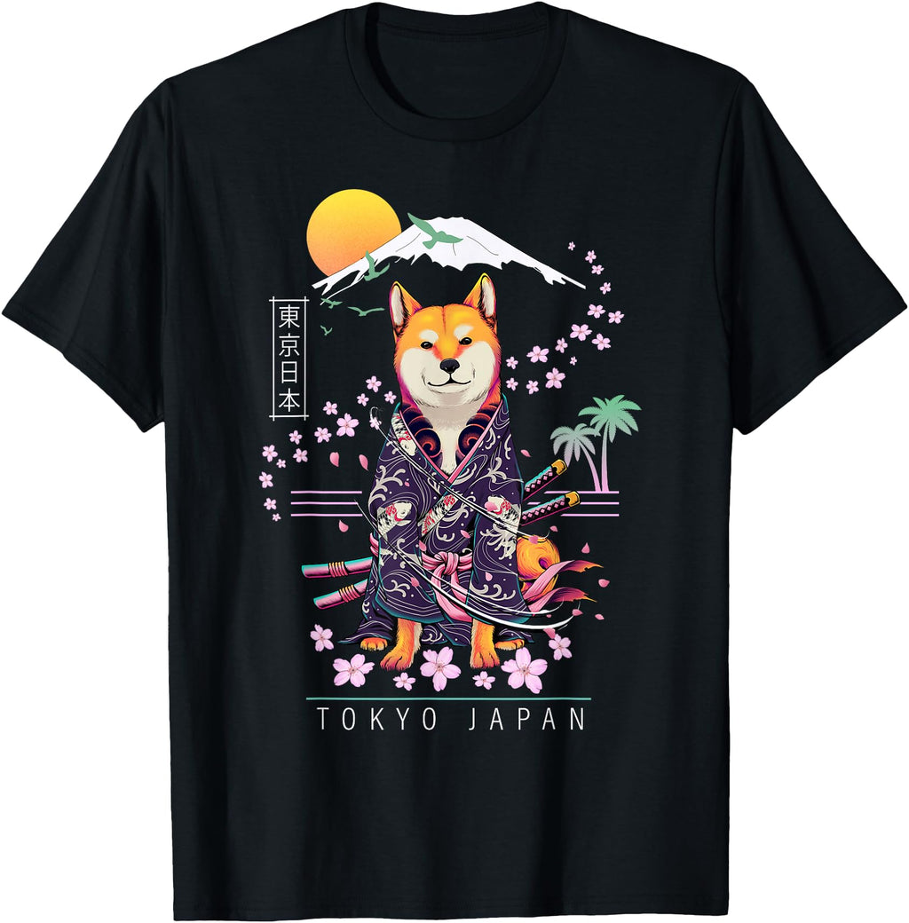 Shiba Inu Japanese Aesthetic Sakura T-Shirt - Streetwear Style for Adults - T-Shirt, Sweatshirt, Hoodie