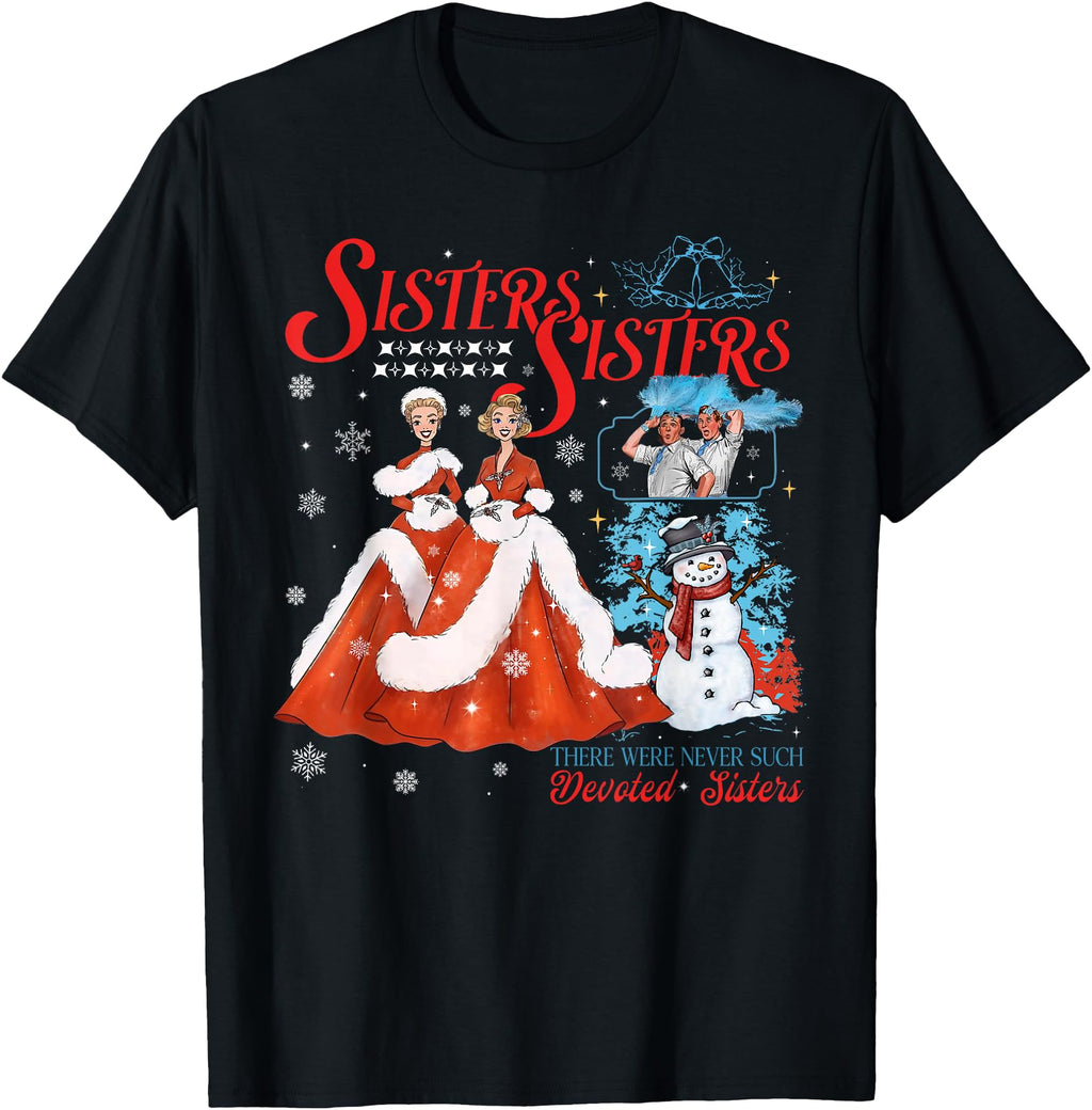 Devoted Sisters Merry White Snowflake T-Shirt - Minimalist Print Unisex - T-Shirt, Sweatshirt, Hoodie