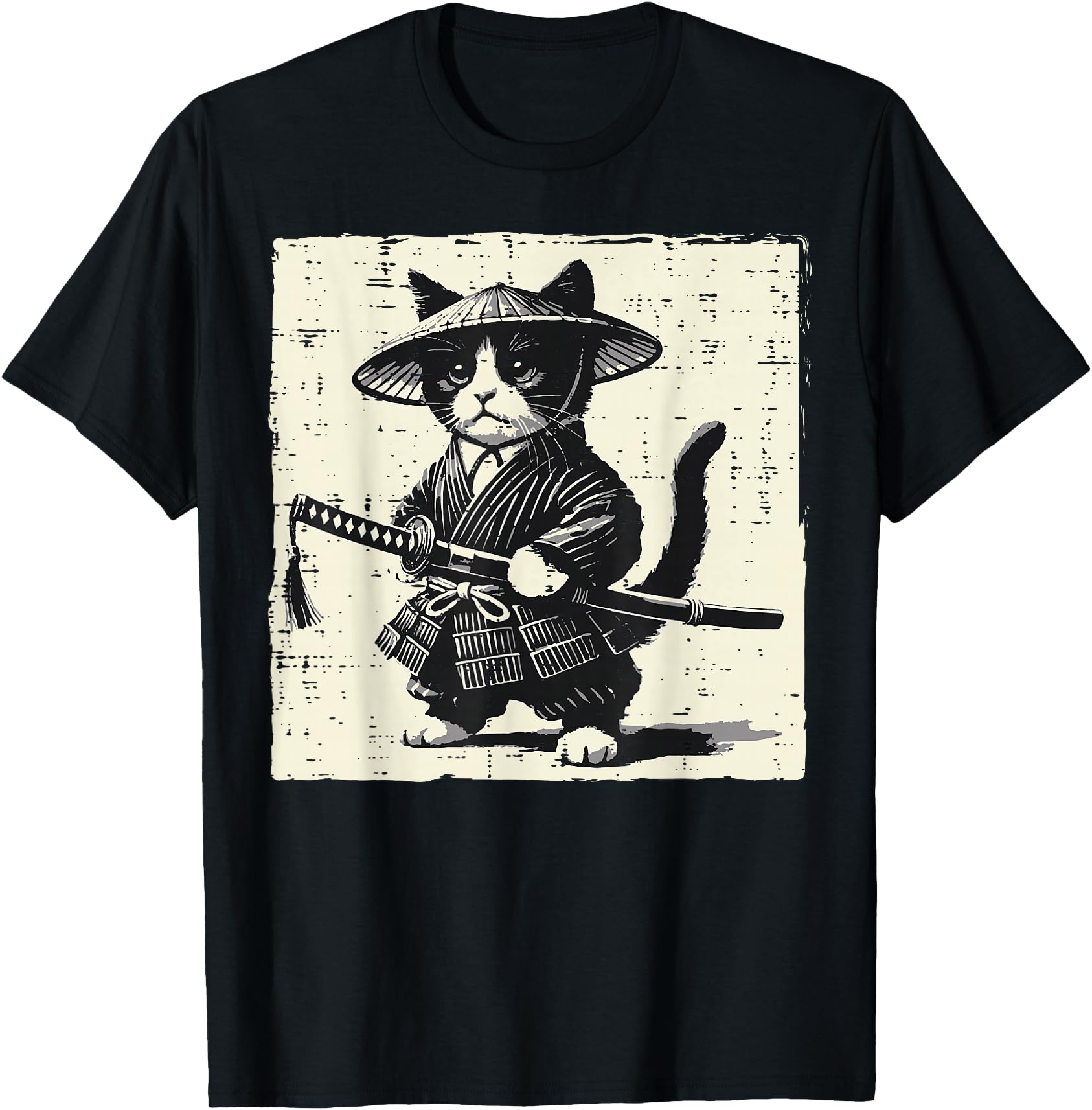 Authentic Japanese Cat Samurai Kimono T-Shirt - Trendy Graphic for Adults - T-Shirt, Sweatshirt, Hoodie