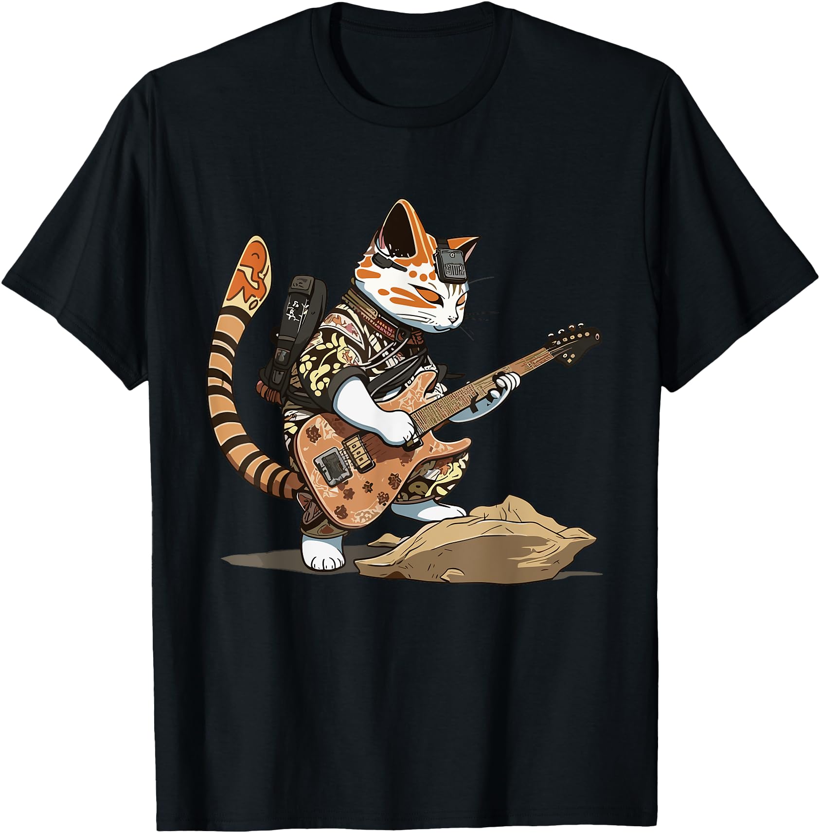 Original Japanese Samurai Cat Playing T-Shirt - Graphic Print Unisex - T-Shirt, Sweatshirt, Hoodie