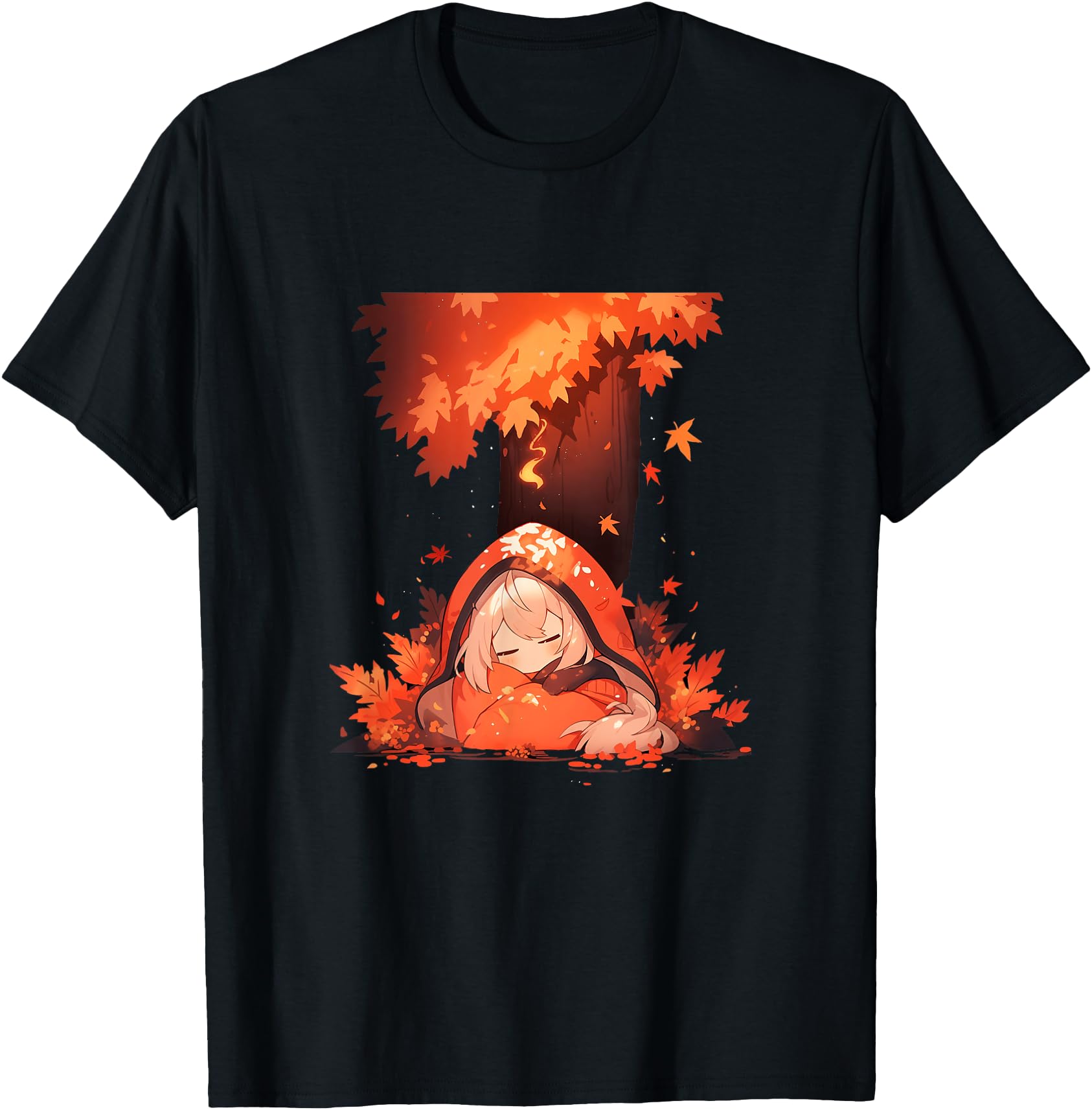 Original Chibi Autumn Leaves Anime Sweatshirt - Unique Graphic Unisex - T-Shirt, Sweatshirt, Hoodie