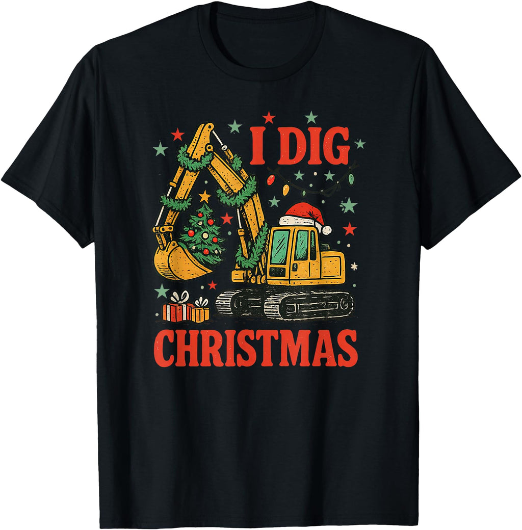 Exclusive I Dig Excavator Holiday Meme Sweatshirt - Minimalist Print Unisex - T-Shirt, Sweatshirt, Hoodie
