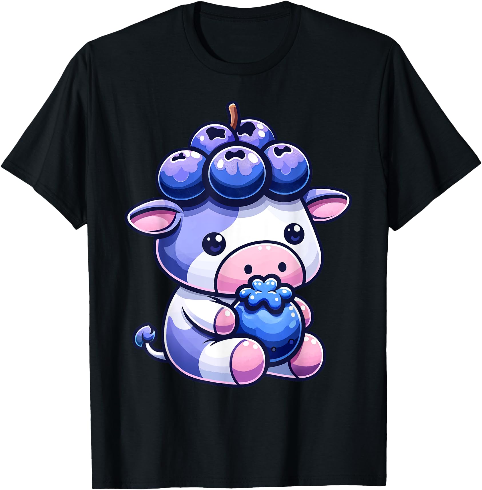 Authentic Blueberry Cow Pastel Blue Hoodie - Fun Novelty Design Unisex - T-Shirt, Sweatshirt, Hoodie