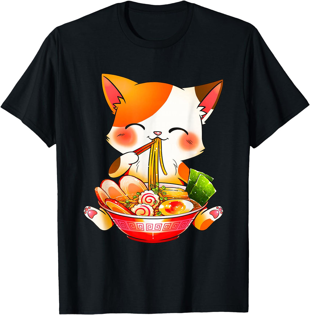 Otaku Lifestyle Threads Co Ramen Cat Anime Hoodie - Novelty Apparel Unisex - T-Shirt, Sweatshirt, Hoodie