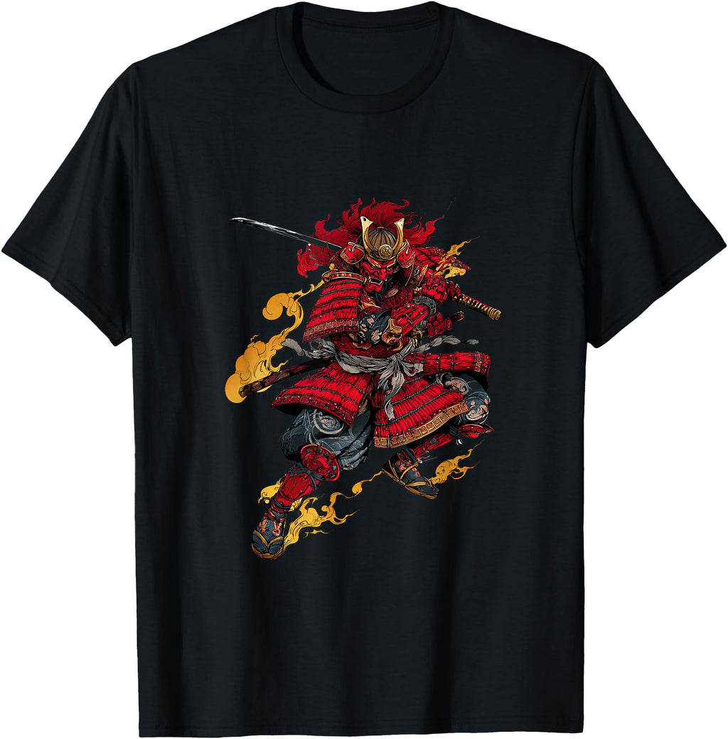 Japanese Samurai Fiery Strike Pose Sweatshirt - Unique Graphic Men Women - T-Shirt, Sweatshirt, Hoodie