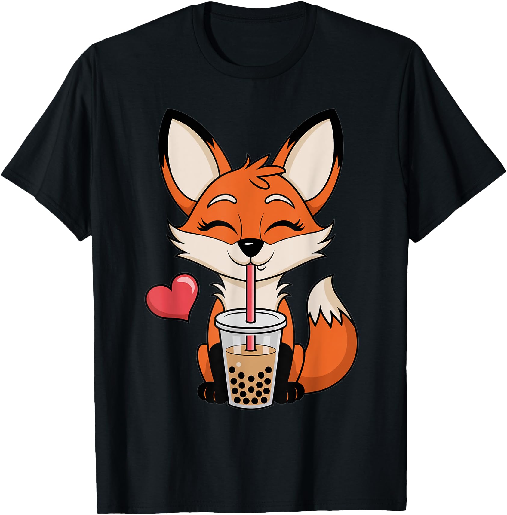 Original Kawaii Anime Fox Drinking Hoodie - Minimalist Print Men Women - T-Shirt, Sweatshirt, Hoodie